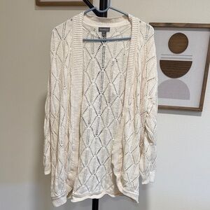 Cream Open Knit Sweater Cardigan